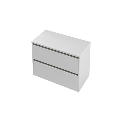 City 46 Wall Hung Vanity 900mm 2 Drawer White/Woodgrain Cherry Pie Top 2407BT3-W/WG