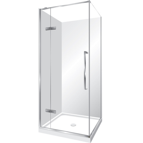 Edge Frameless Shower Enclosure Flat Wall Pivot Door 900 x 900mm x 2m High Silver