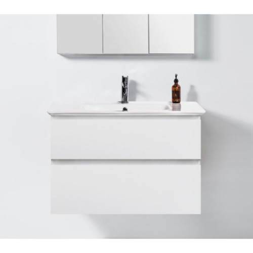Sharp Wall Hung Vanity 2 Drawer White 900mm