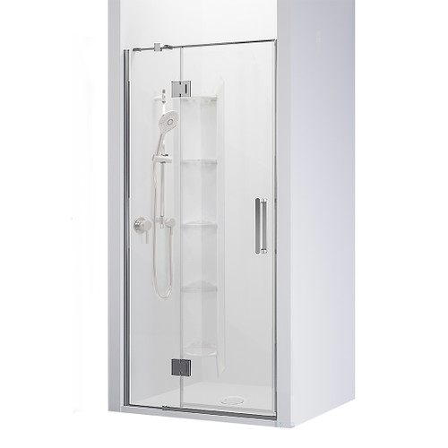 Evora Alcove 3 SIded Shower Hinged Door 1000 x 1000mm Metallic Corner Contour plus Wall Centre Waste