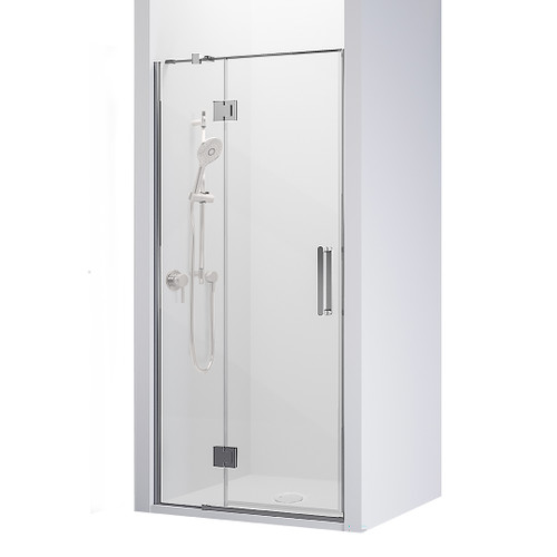 Evora Alcove 3 SIded Shower Hinged Door 1000 x 1000mm Metallic Flat Wall Centre Waste