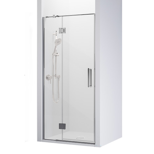 Main Image Evora Alcove 3 SIded Shower Hinged Door 1000 x 1000mm Metallic Flat Wall Centre Waste