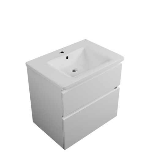 Carlton Wall Hung Vanity 2 Drawer 650mm White Gloss