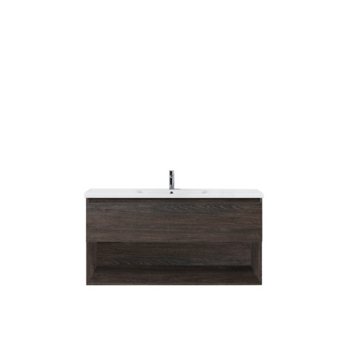 Carlton Wall Hung Vanity 1 Drawer Open Shelf 1200mm Charred Oak