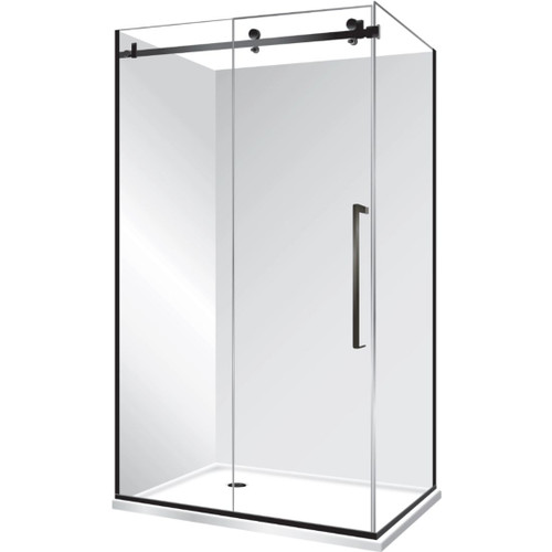 Edge Frameless Shower Enclosure Left Hand 1200 x 1000mm x 2m High Sliding Door Black