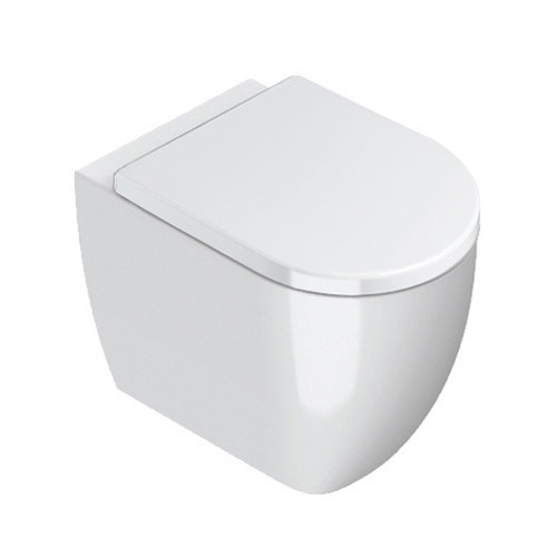 Sfera Rimless Floor Mount Toilet Suite Thick Seat White
