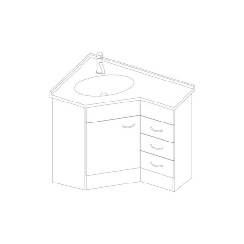 Stella Corner Floor Vanity 1 Door 3 Drawer 600 x 900mm White 52901-W