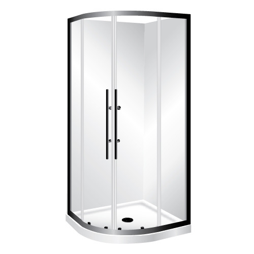 Symphony Curvato Round Shower Set Flat Wall 900mm Black