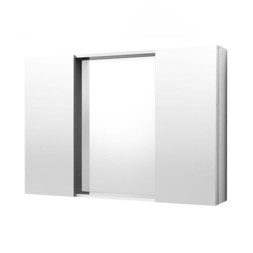 Mirror Cabinet 2 Doors 4 Glass Shelves White 1030 x 750 x 120mm M105