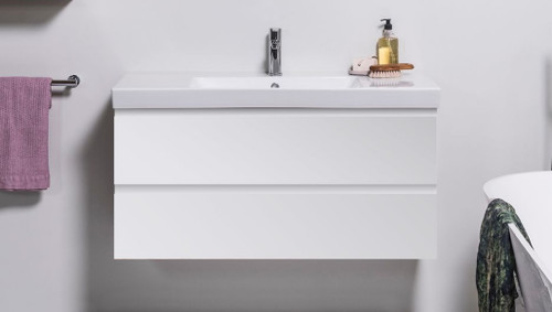 Edge Wall Hung Vanity 2 Drawers Right-Hand Bowl 1070 x 572 x 417mm White