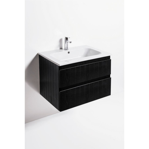Qubo Wall Hung Vanity 2 Drawer 700mm Timber Veneer QU71D2WHT