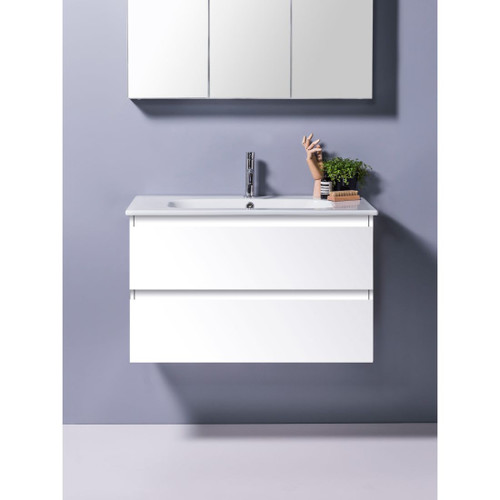 Qubo Wall Hung Vanity 2 Drawer 900mm White QU90D2WH