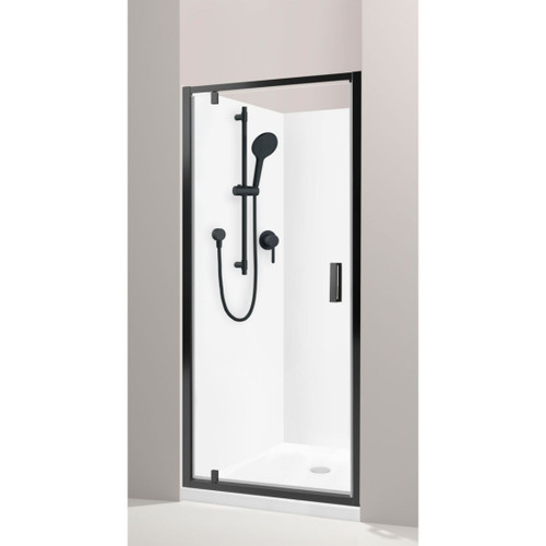 Valencia Elite Alcove Shower Black Corner Contour Plus Wall 1000 x 1000mm Centre Waste