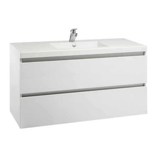 Valencia Wall Hung Vanity Two Drawer with Ceramic Top 1200mm White
