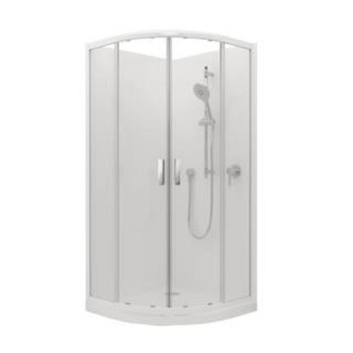 Valencia Elite Round Sliding Shower Side Recessed Wall Rear Waste 1000 x 1000mm White