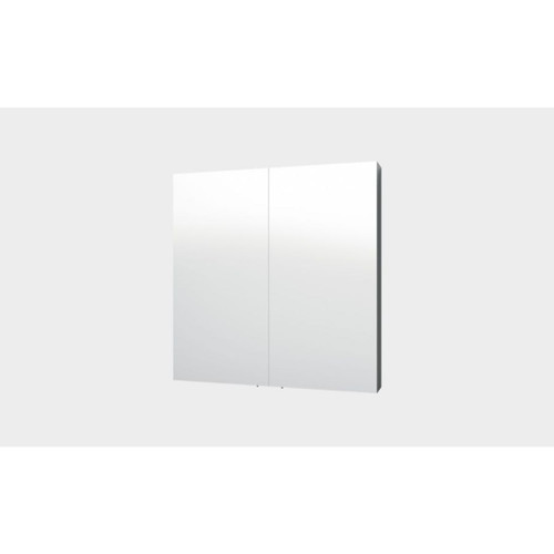 Mirror Cabinet 2 Door 4 Glass Shelves 750mm Melamine Driftwood