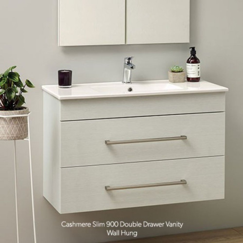 Cashmere Wall Hung Vanity Slim Double Drawer 750mm