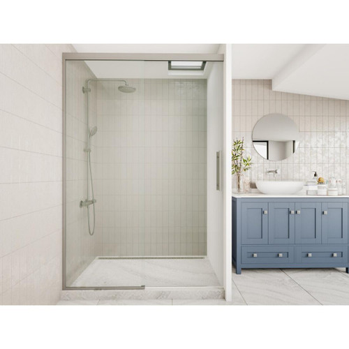 Apex Sliding Alcove Tile Channel Waste 1200 x 900 x 2080mm Brushed Nickel