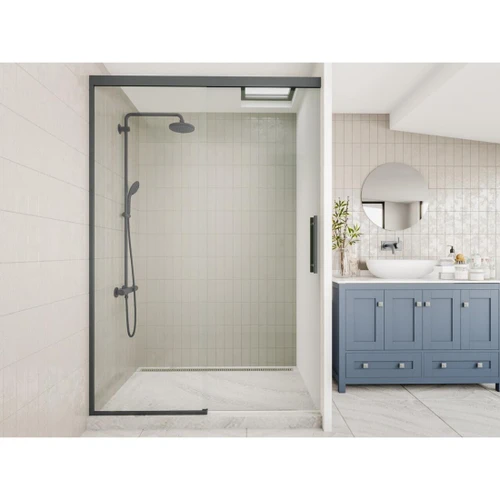 Apex Sliding Alcove Tile Channel Waste 1400 x 900 x 2080mm Chrome
