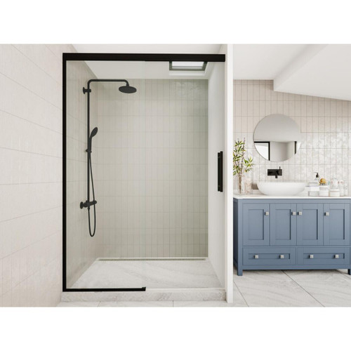 Apex Sliding Alcove Tile Channel Waste 1400 x 900 x 2080mm Black