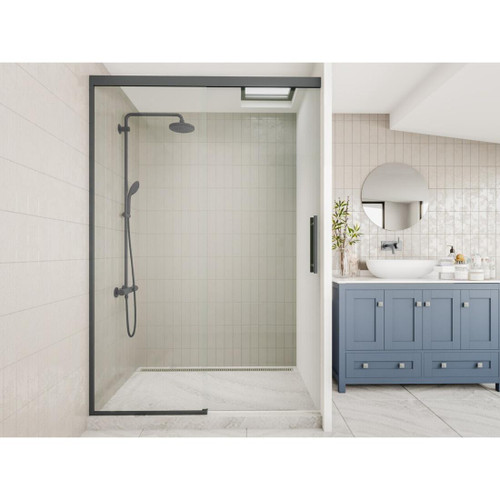 Main Image Apex Sliding Alcove Tile Channel Waste 1400 x 900 x 2080mm Brushed Brass