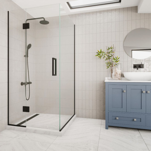 Apex Hinged Corner Tile Channel Waste 1000 x 1000 x 2040mm Black