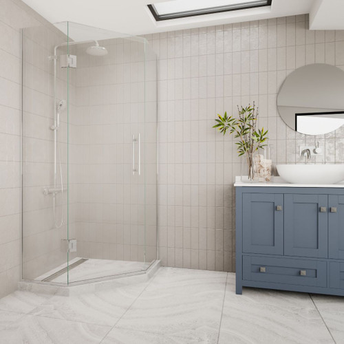 Apex Hinge Quadrant Tile Channel Waste 900 x 900 x 2040mm Chrome