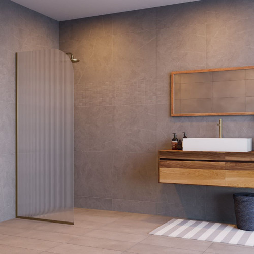 Reeded Glass Curved Panel 1000 x 1960mm High Brushed Brass