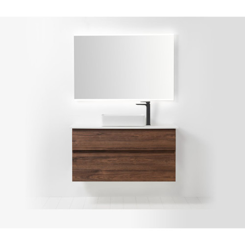 Carlton Wall Hung Vanity 2 Drawer with Basin Solid Surface 1200mm Southern Oak CAR120D2WHSSMSO
