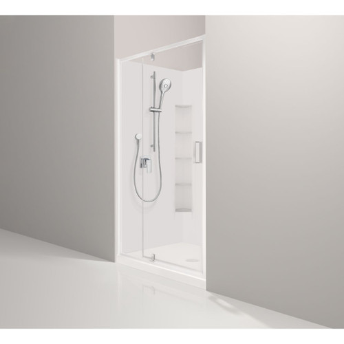 Valencia Elite Alcove Shower 1200 x 900mm Corner Contour Plus Centre Waste White Trim