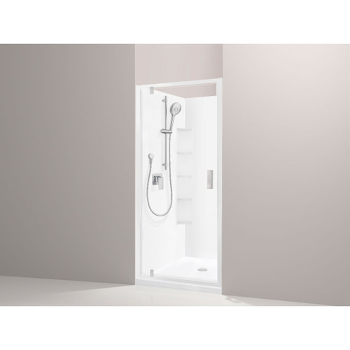 Valencia Elite Alcove Shower 900 x 900mm Corner Contour Plus Centre Waste Satin Silver Trim