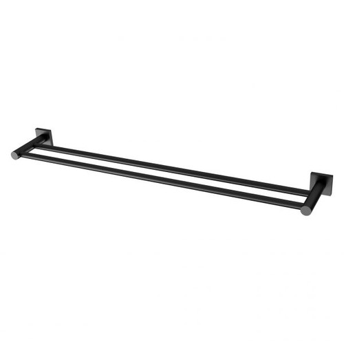 Radii Double Towel Rail 800mm Square Plate Matte Black RS812 MB