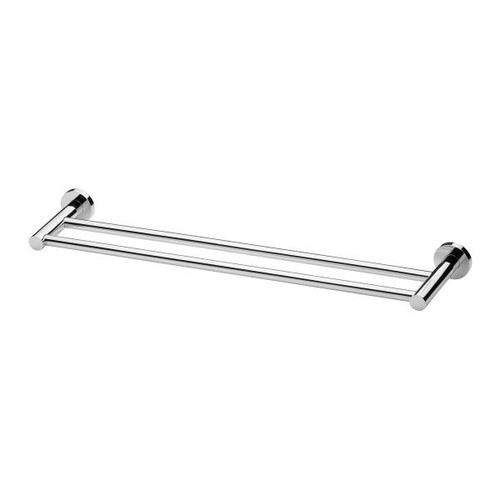 Radii Double Towel Rail 600mm Round Plate Brushed Chrome RA813 CHR