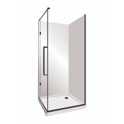 Edge Frameless Shower Enclosure Right Hand Flat Wall Pivot Door 900 x 1000mm x 2m High Black