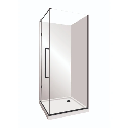 Edge Frameless Shower Enclosure Right Hand Flat Wall Pivot Door 900 x 1000mm x 2m High Black