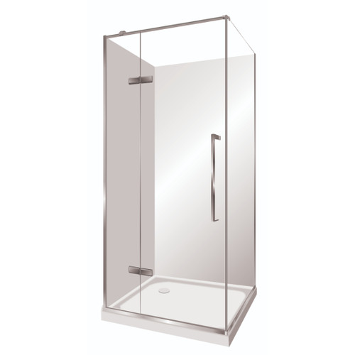 Edge Frameless Shower Enclosure Left Hand Flat Wall Pivot Door 1000 x 900mm x 2m High Silver
