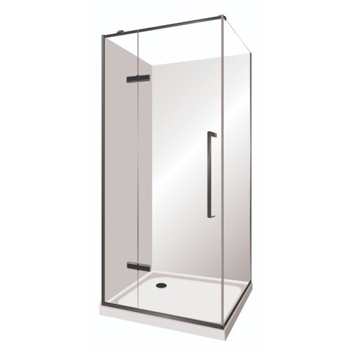 Edge Frameless Shower Enclosure LH Flat Wall Pivot Door 1000 x 900mm x 2m High Black