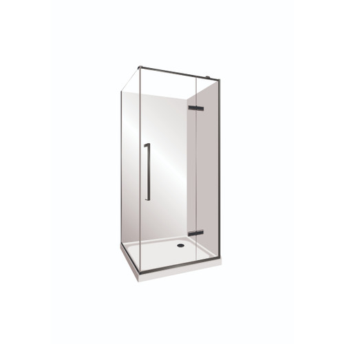 Edge Frameless Shower Enclosure Right Hand Flat Wall Pivot Door 1000 x 900mm x 2m High Black