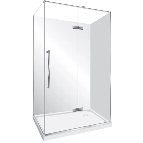 Edge Frameless Shower Enclosure Right Hand Flat Wall Pivot Door 1200 x 900mm x 2m High Silver