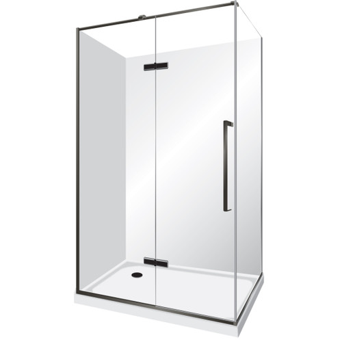 Edge Frameless Shower Enclosure Left Hand Flat Wall Pivot Door 1200 x 900mm x 2m High Black