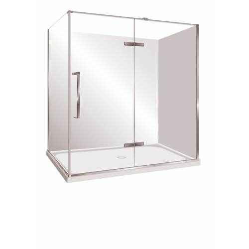 Edge Frameless Shower Enclosure Right Hand Flat Wall Pivot Door 1600 x 900mm x 2m High Silver