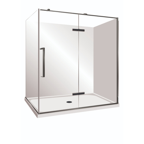 Edge Frameless Shower Enclosure Right Hand Flat Wall Pivot Door 1600 x 900mmx 2m High Black