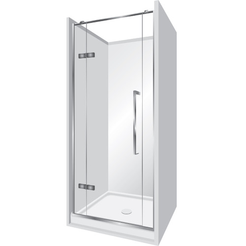 Edge Frameless Alcove Shower Enclosure Flat Wall 900 x 900 x 900mm x 2m High Silver