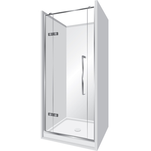 Edge Frameless Alcove Shower Enclosure Flat Wall 1000 x 1000 x 1000mm x 2m High Silver