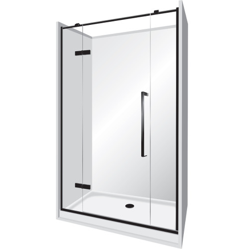 Main Image Edge Frameless Alcove Shower Enclosure Flat Wall 800 x 1200 x 800mm x 2m High Black