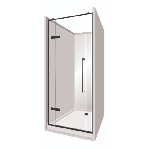 Edge Frameless Shower Enclosure Flat Wall 1200 x 900 x 1200mm x 2m High Black