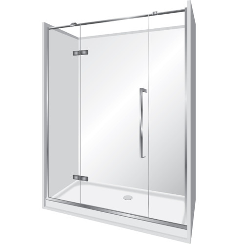 Edge Frameless Shower Enclosure Flat Wall 900 x 1600 x 900mm x 2m High Silver