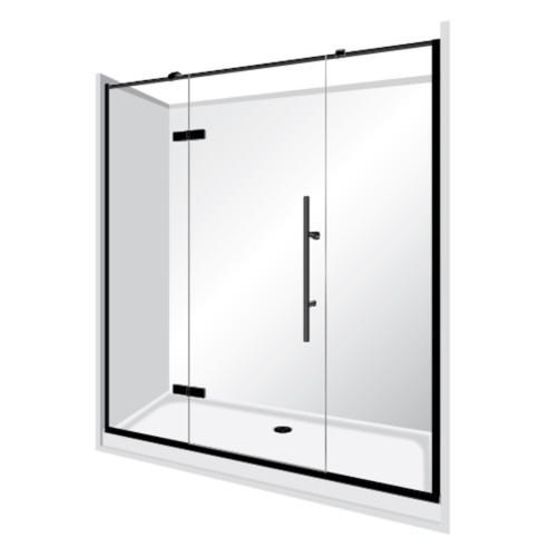 Main Image Edge Frameless Shower Enclosure Flat Wall 900 x 1700 x 900mm x 2m High Black