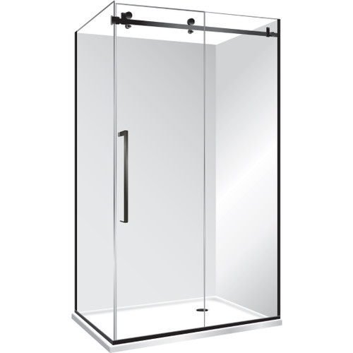 Edge Frameless Shower Enclosure Right Hand Sliding Door 1200 x 900mm x 2m High Black