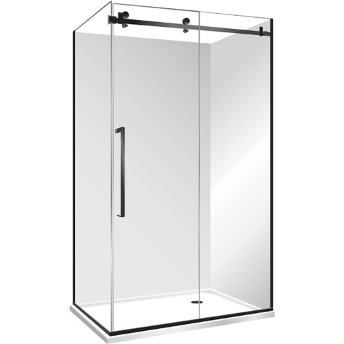 Edge Frameless Shower Enclosure Right Hand Sliding Door 1200 x 1000mm x 2m High Black